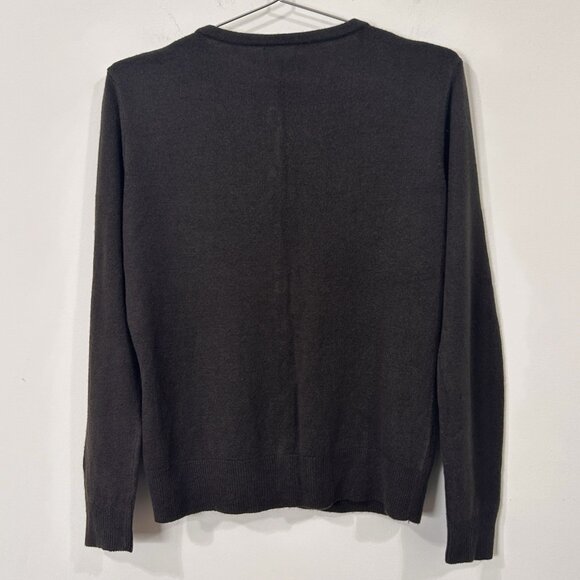 Y2K NEW YORK & COMPANY Brown Acrylic Cardigan M Button Down Ribbed LS Sweater - Picture 2 of 7